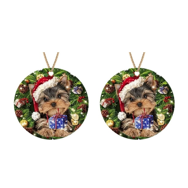 Adornos navideños Navidad Listado de madera Guirnalda de perro Decoración de árbol de Navidad de madera Wmkox8yii gf8851