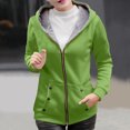 thumbnail image 2 of CFLVAEK Plus Size Womens Hoodies Winter Warm Fleece Lined Hoodie Sweatshirts Zip Up Solid Color Hooded Jackets Long Sleeve Coat with Pockets Green L, 2 of 7