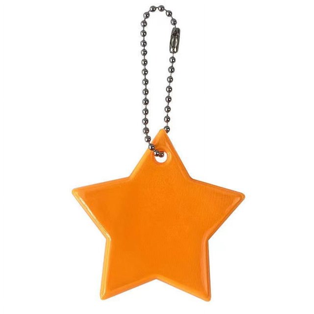 Llavero con forma de estrella de PVC con logotipo de advertencia nocturna y reflector para montar en la mochila escolar