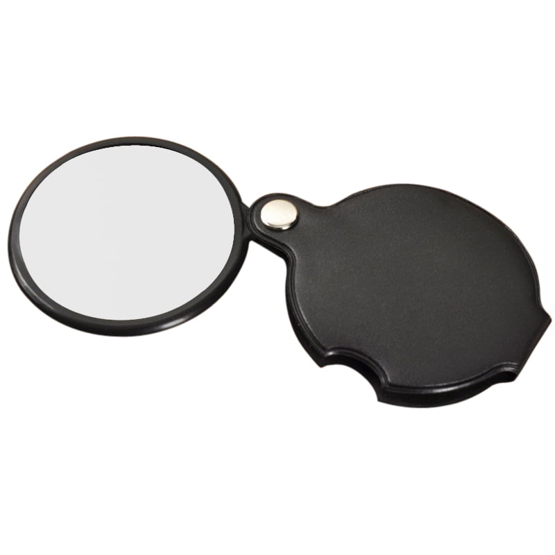 Pocket 5X Folding Jewelry Magnifier Magnifying Glass Loupe Lens Leather Pouch 