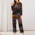 thumbnail image 2 of Fuzoiu Lizard With Sunglasses Sunset Print Women's Long-Sleeved Pajama,Lounge Button Down Nightwear,Womens Notch Collar Pajama Set-XX-Large, 2 of 7