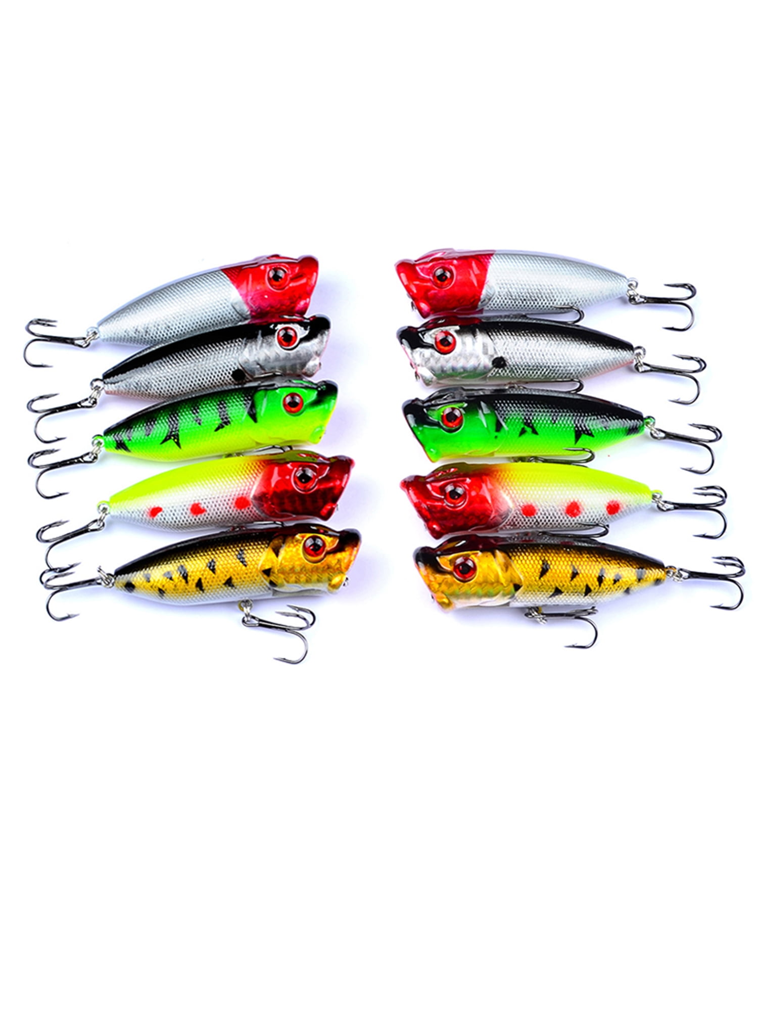 10PCS Topwater Popper Fishing Baits And Lures Freshwater Bass Bait