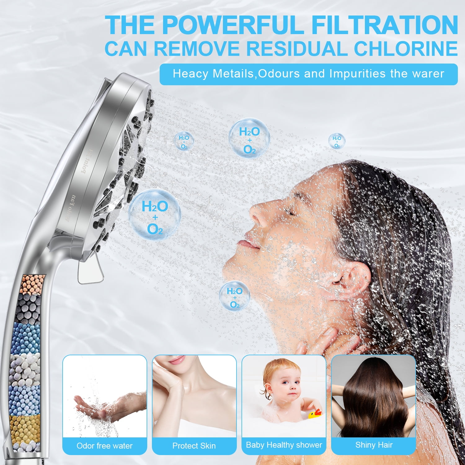 FiveBox Filtered Shower Head with Handheld, High Pressure 10 Spray Modes Detachable Shower Head with Filters for Hard Water, Powerful Rain Showerhead High Flow Hand Held Shower Head for Bathroom