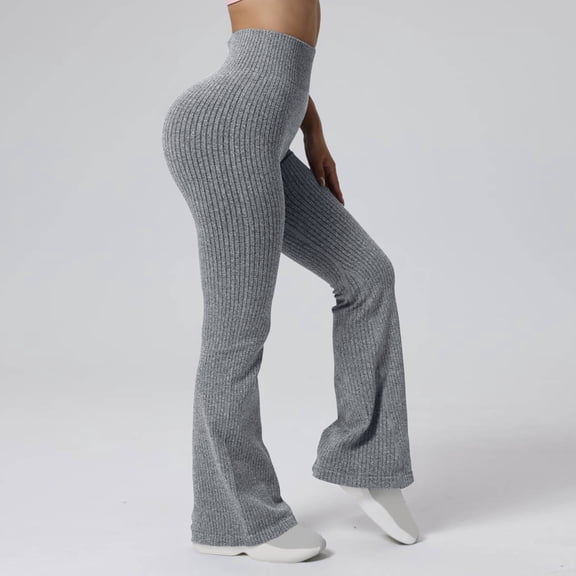PFRNLF Ribbed Flare Leggings for Women Stretch Bell Bottom Leggings Tummy Control Bootcut Workout Yoga Pants