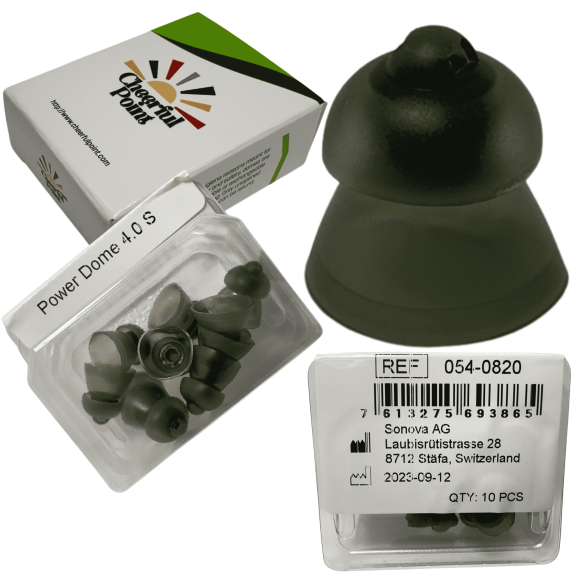 Phonak Power Dome 4.0 - Small Size (S) - (054-0820) – 10 Pack – Compatible with Phonak Hearing Aids - Secure Fit - Strong Amplification - Comfortable for Daily Use – Original Phonak Replacements