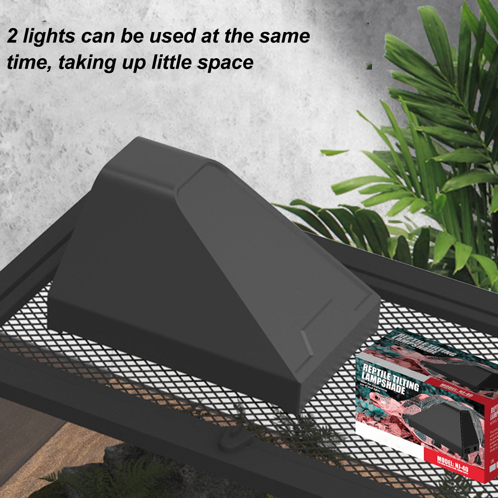 Rupoun Dual Reptile Heat Lamp Fixture Enhanced Reflection One Key Control Heat Lighting Lampshade Excellent Heat Dissipation (UK Plug) - 9.84 inches / 25 cm