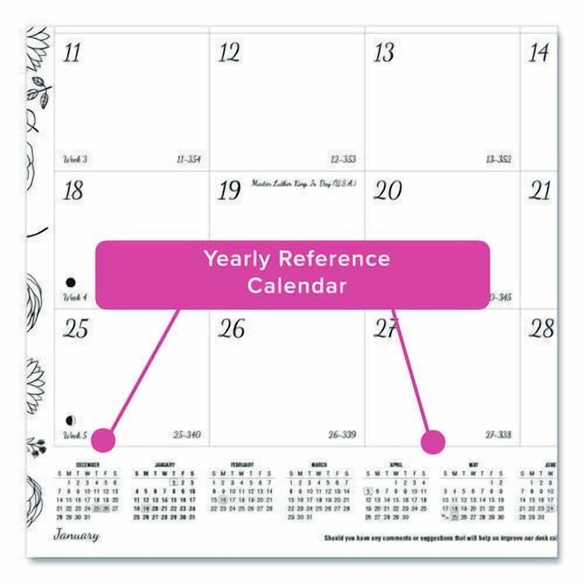 Monthly Desk Pad Calendar, Monthly Coloring Artwork, 22 x 17, Black Binding, Clear Corners, 12-Month (Jan to Dec): 2026 | Bundle of 10