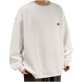 thumbnail image 3 of UVEASISHA Oversized T-Shirts for Men Waffle Knit Casual Crewneck Pullovers Drop Should Long Sleeve Tee Shirts Fall Fashion Workout Shirt Beige 4XL, 3 of 5