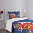 thumbnail image 4 of Ambesonne Santa Quilted Bedspread Set 2 Pcs, Moving on Sledge at Night, Twin Size, Navy Blue Multicolor, 4 of 5