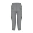 thumbnail image 4 of Meichang Prime Day Today 2024, Women's Cargo Capris Summer Workout Yoga Leggings Plus Size Solid Stretchy Waist Tie Button Pockets Yoga Gym Athletic Trousers Gray M, 4 of 8