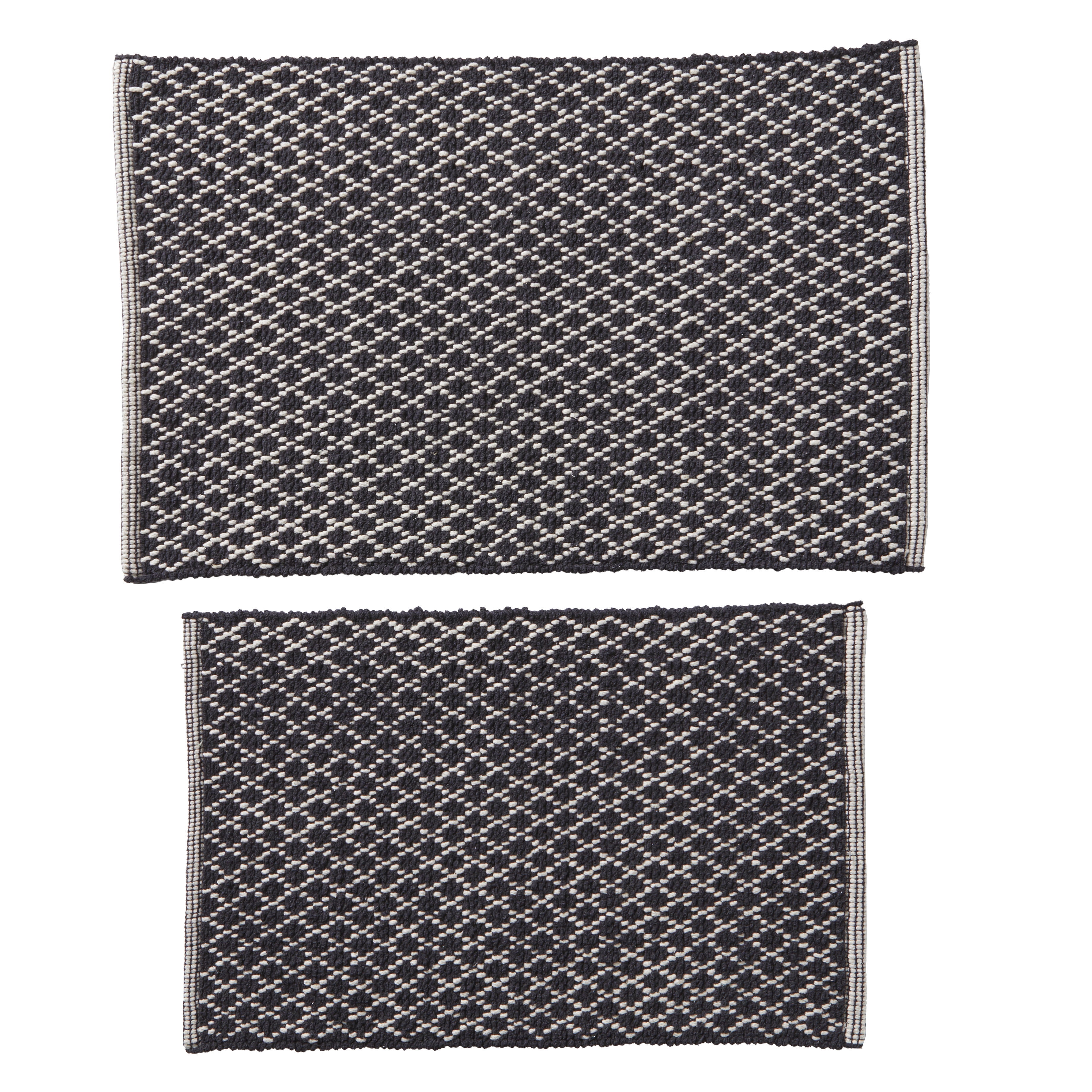 Better Homes & Gardens Gray Cotton Diamond Pattern Bath Rug Set, 17x24 & 20x30 Inches, 2 Piece