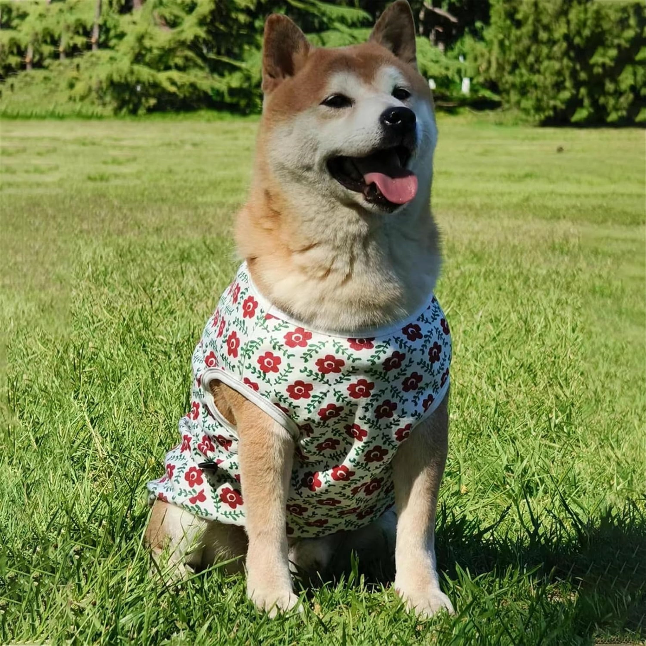 UOSIA Floral Dog Shirts for Medium & Large Dogs Girl Cotton Pet Vest T-Shirts Sun Protection Clothes for Spring Summer