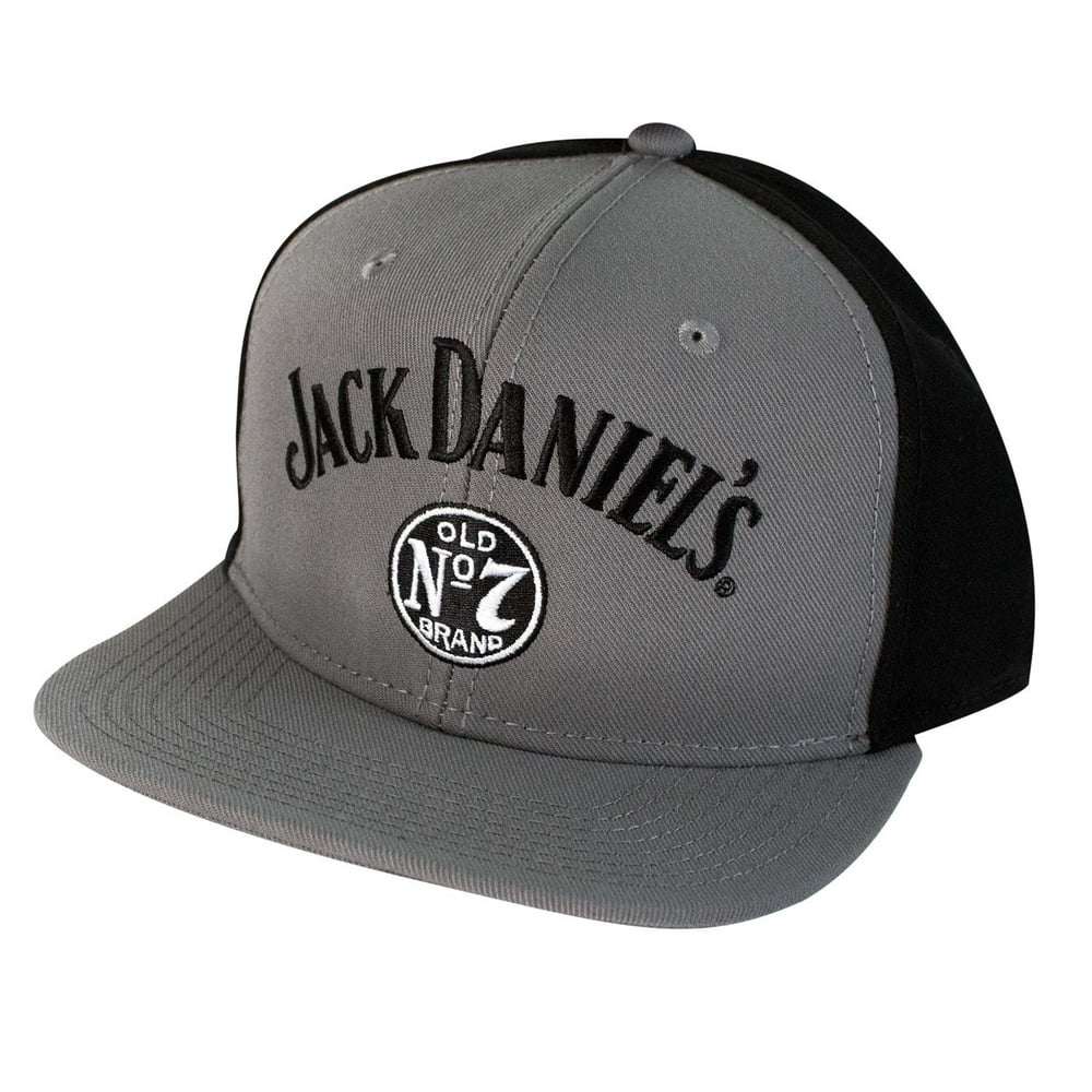 Jack Daniels Flat Brim Black and Grey Snapback Hat