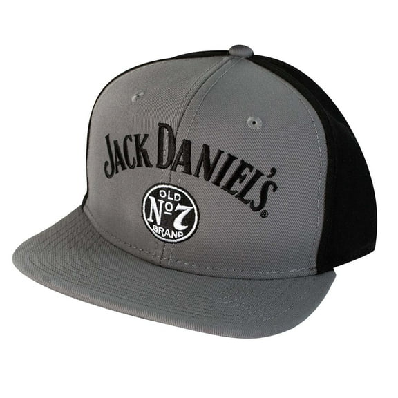 Jack Daniels Flat Brim Black and Grey Snapback Hat