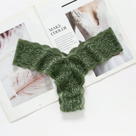 Hamky Womens Underwear Cotton Underwear Women s Bikini G String Panty Lace Trim 5 Colors Comfy Underwear Seamless Underwear Hipster Panties Green S
