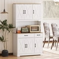 thumbnail image 2 of HOMCOM Kitchen Pantry, 6 Doors, 2 Drawers, Rustic Kitchen Cabinet White, 2 of 10