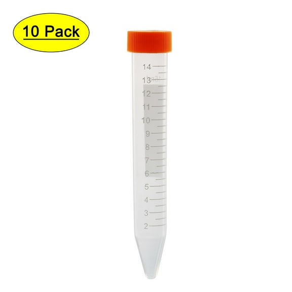 Uxcell 15ml Plastic Conical Bottom Centrifuge Tubes with Orange Cap 10 Pack