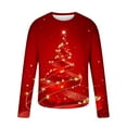 thumbnail image 4 of Men's Long Sleeve Slim Fit Christmas T Shirt with Glitter 3D Xmas Tree Print Crewneck Pullover Top Versatile Holiday Graphic Tee for Casual Outings, 4 of 5
