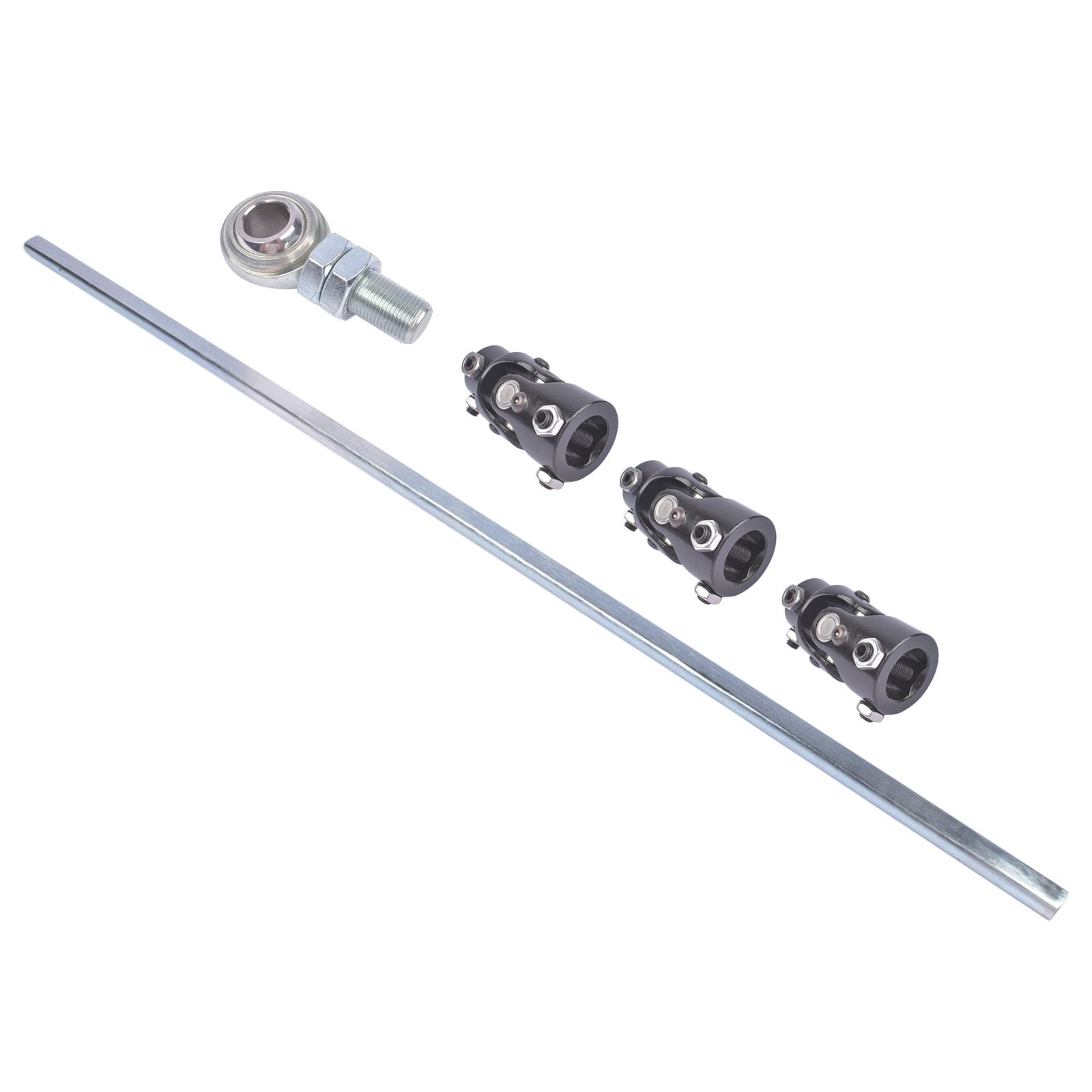 36" Universal Steering Shaft Kit w/ 3x 3/4DD Black U-Joints & Bearing Heim Joint - GM Compatible, Vibration & Noise Reduction, CNC Steel