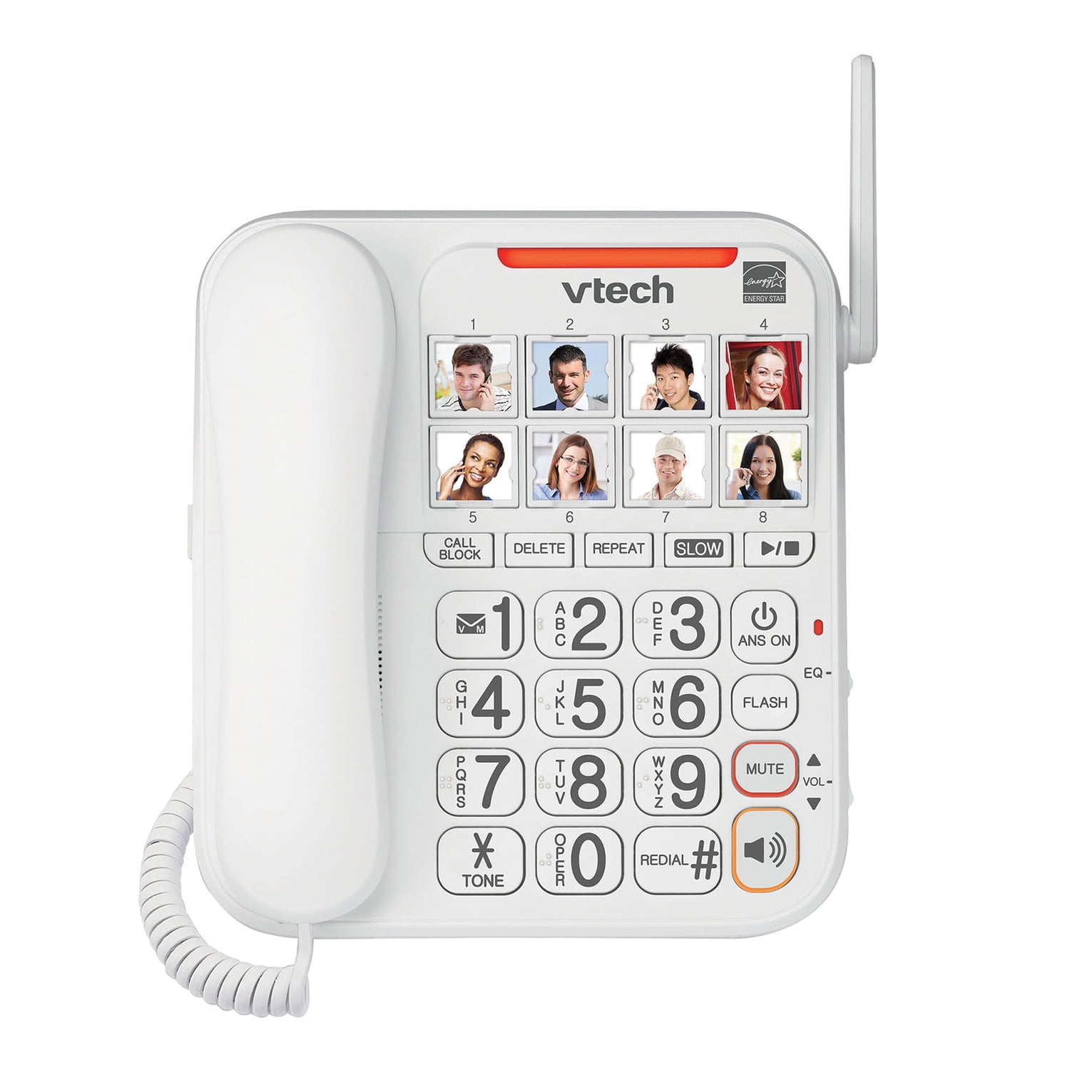 VTech Amplified Expandable Big Button Corded/Cordless Phone with Answering System & Smart Call Blocker, White, SN5147
