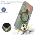 thumbnail image 3 of Allytechgroup Ultra Slim Case for iPhone 15 wth Fashion Marble Pattern, Foldable Ring Kickstand Magnetic Cover Support Wireless Charging Full Body Protection Shockproof Case - Green, 3 of 6