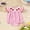 Pink, variant on ZEHJUHAN Baby Girl's Short Sleeve Checkered Romper Heart Embroidery Ruffle Detail Back Button Onesie Pink,0-3M