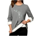 thumbnail image 1 of Haut en Polaire d'Hiver pour Femmes, Chemise à Manches Longues Imprimée Col Rond, Couche de Base Chaude en Polaire Douce pour Tenue Décontractée, 1 of 3