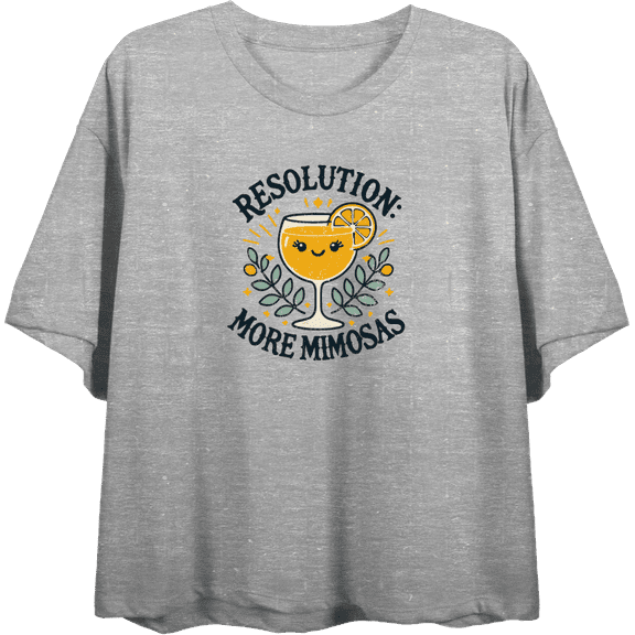 Resolution More Mimosas  Women's Heather Gray Crew Neck Short Sleeve Crop Tee-Medium