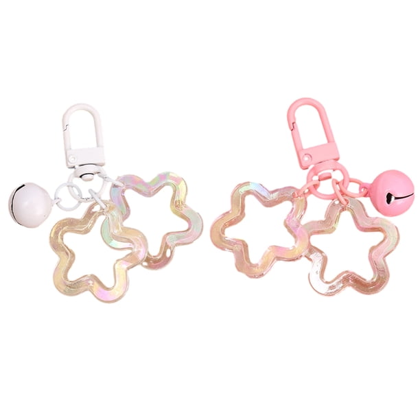 4 llaveros con dijes de estrella y campana, llavero, llavero para mujeres y niñas, adornos para bolsos