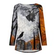 thumbnail image 4 of Costumes d'Halloween pour Femmes 2023 en Liquidation T-Shirts Oversize à Col Rond pour Femmes Imprimé Halloween Manches Courtes T-Shirt Blouse Hauts, 4 of 5