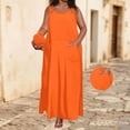 thumbnail image 7 of Ynynloco Womens Plus Size Maxi Dress with Pockets Casual Ring Strap Loose Plain Long Office Summer Fall Beach Travel Dresses L-5XL, 7 of 7