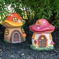thumbnail image 3 of Northlight 6.25" Red Mushroom House Outdoor Garden Statue, 3 of 6