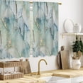 thumbnail image 5 of Teal Blue Gold Marble Kitchen Curtains Abstract Green Ink Bathroom Curtains Window Treatment Drapes Tier Gradient Watercolor Cafe Small Bedroom Short French Door Curtains 2 Panels 28x40 Inch, 5 of 5