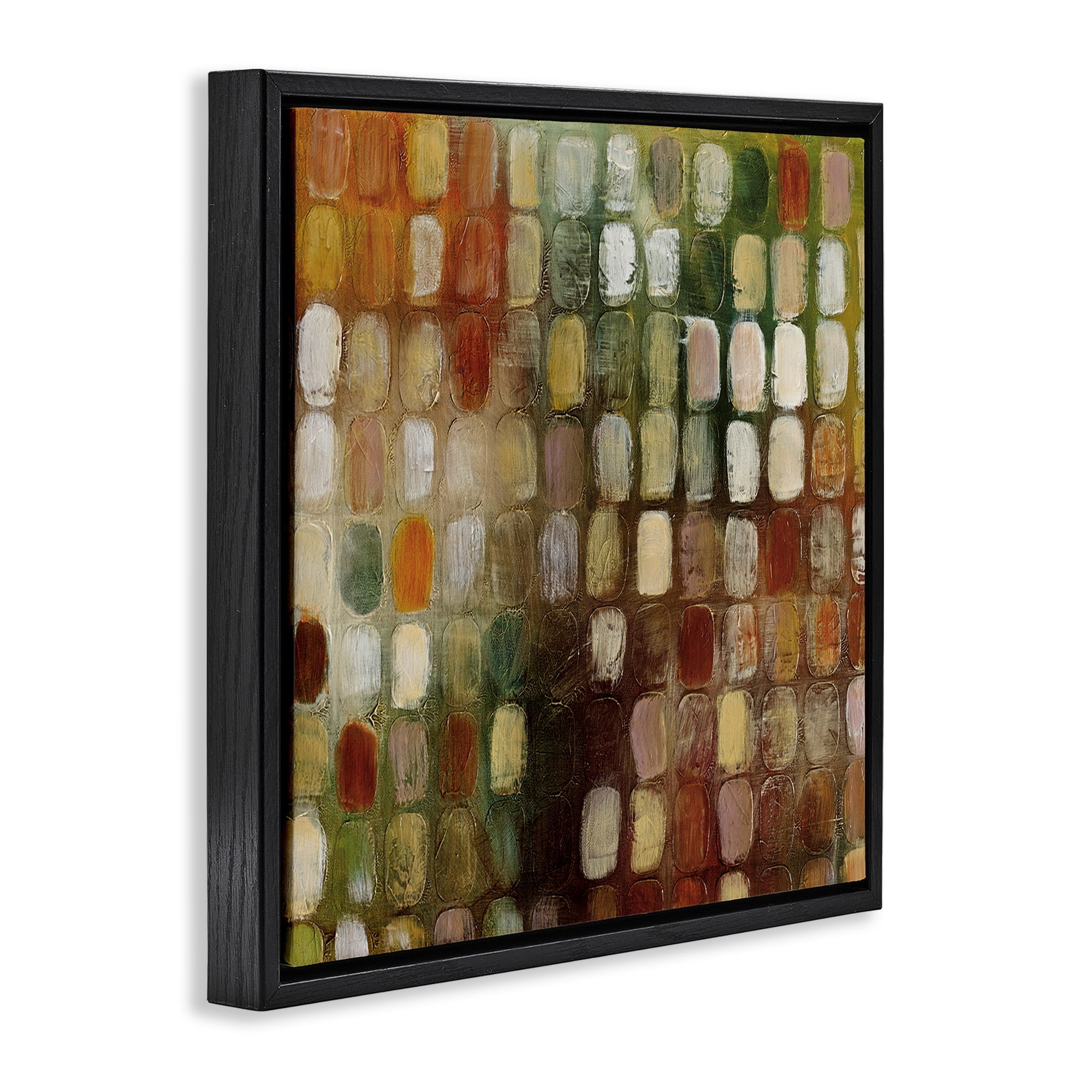Stupell Industries Earth Tone Oval Abstraction Abstract Painting Black Floater Framed Canvas Art Print Wall Art, 25 x 25