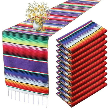 

12 Pcs Mexican Table Runner Party Blanket