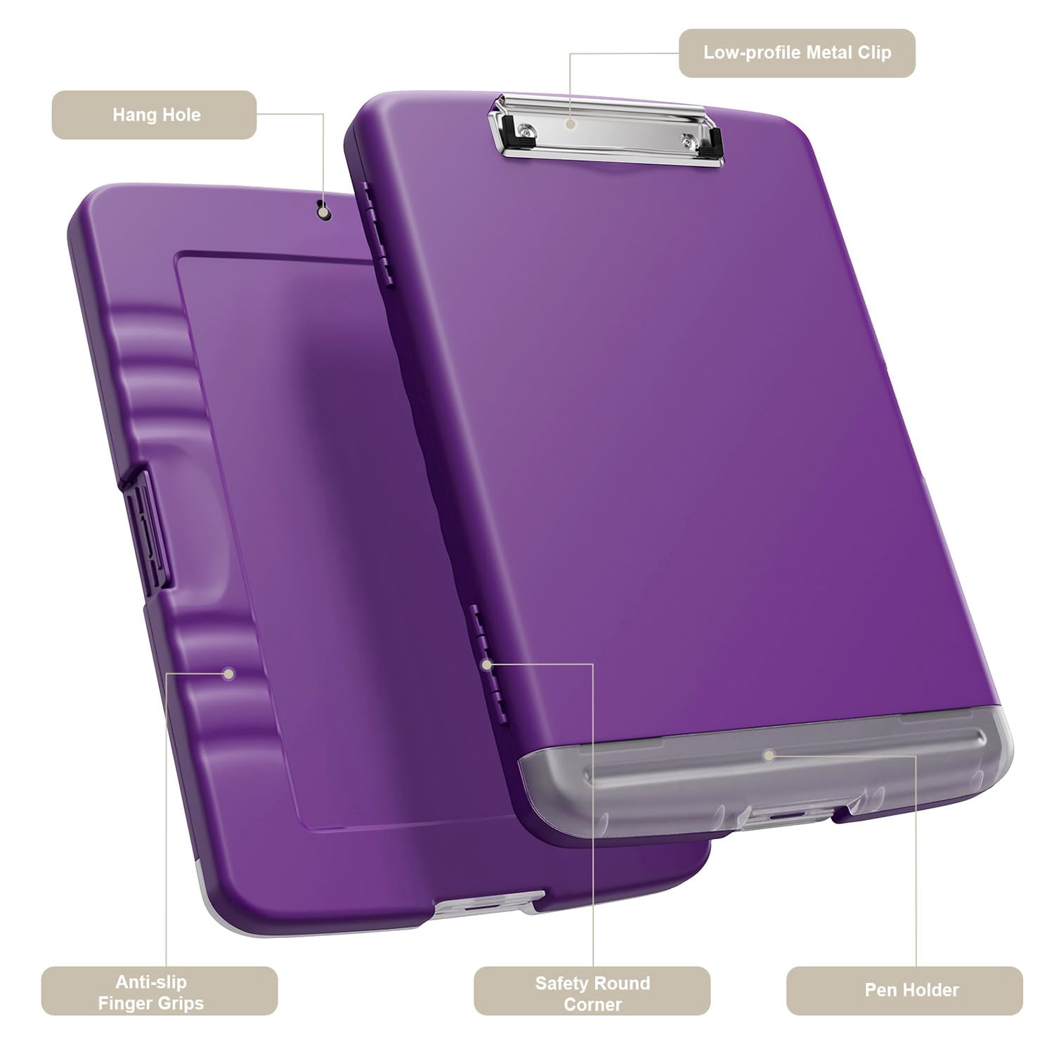 Clipboard with Storage, 8.5 x 11 Organization Box with Pen Holder and A4 Legal Paper Folder, Folio & Side-Opening, Low Profile Clip,for Nurses,Teachers, Size 14 x 9.6 x 1.2 in