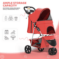 thumbnail image 5 of Magshion 3-Wheel Pet Stroller, Foldable Jogger for Small/Medium Dogs & Cats (33lb Max), Lightweight w/Breathable Mesh, Cup Holder & Basket, Red, 5 of 13