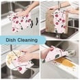 thumbnail image 2 of 6 Pieces Thickened Double Polyester Fleece Kitchen Towel - 28x28cm Strongly Absorb Water & Oil Stain Removal，A Cherry Pattern, 2 of 8