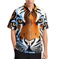 thumbnail image 3 of Camisa informal con estampado de rayas de piel de tigre para hombre, camisa hawaiana de vacaciones de manga corta, camiseta de gran tamaño para hombre, blusas, ropa, 3 of 5