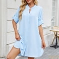 thumbnail image 2 of OSOLU Women Spring/summer Solid Color Loose Shirt Dress Mid Sleeve Button Dress Fashionable Sundress Dresses For Women 2025 Elegant Classy, 2 of 5