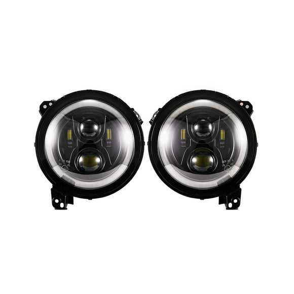Fieryred LED Halo Angel Eyes Headlights, Compatible w/Wrangler JL 2018-2021