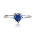 thumbnail image 1 of JeenMata Anillo de Bodas de Oro Blanco de 18 K sobre Plata con Zafiro Azul (Piedra Natal de Septiembre) en Forma de Corazón de 1 Quilate, 1 of 6