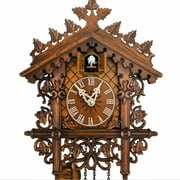 Cuckoo Clock Vintage Large Wooden Wall Clock Handcrafted Cuckoo Clock Traditional Chalet Forest House Clock Handcrafted Wooden Wall,9.50x4x17.72 inches Inch Brown