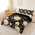 thumbnail image 2 of Homewish Hipple Halloween Skull Duvet Cover Queen,Grunge Peony Floral Queen Bedding,Black Golden,Black Reversible,3 Pieces,1 Duvet Cover and 2 Pillowcases, 2 of 6