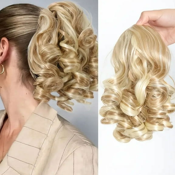 Tuscom Short Curly Ponytail Wig for Women - 10 Inch Synthetic Wig with Adjustable Cap, Natural Look for Daily Wear & Parties