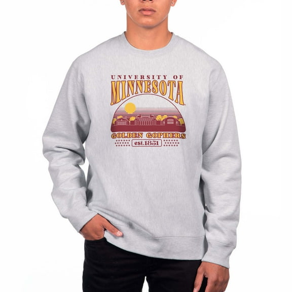 Men's Uscape Apparel Heather Gray Minnesota Golden Gophers Premium Heavyweight Crewneck Sweatshirt