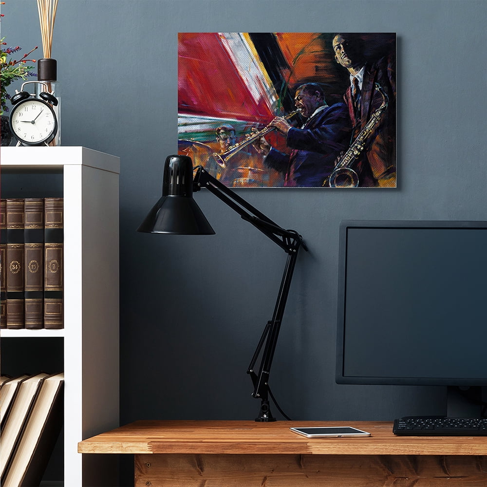 Stupell Industries Abstract Blues Jazz Musicians Traditional Instruments Canvas Wall Art by Jin G. Kam
