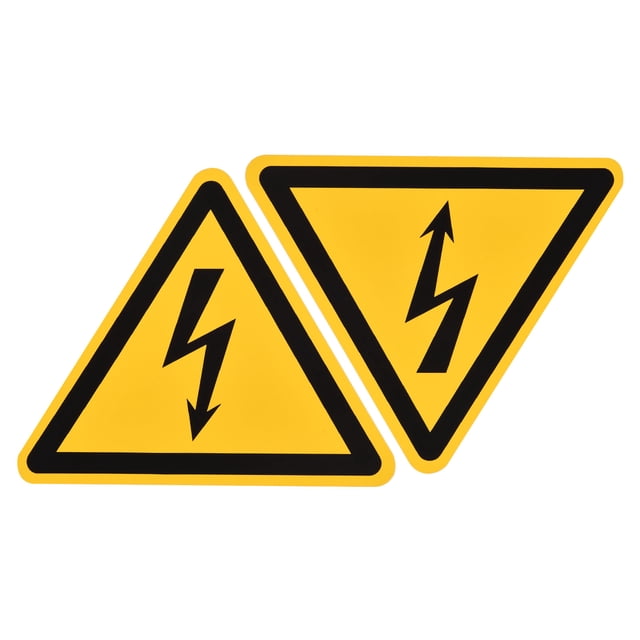 Unique Bargains Triangle Electrical Shock Risk Warning Sign Self Adhesive Yellow 40mm 10pack