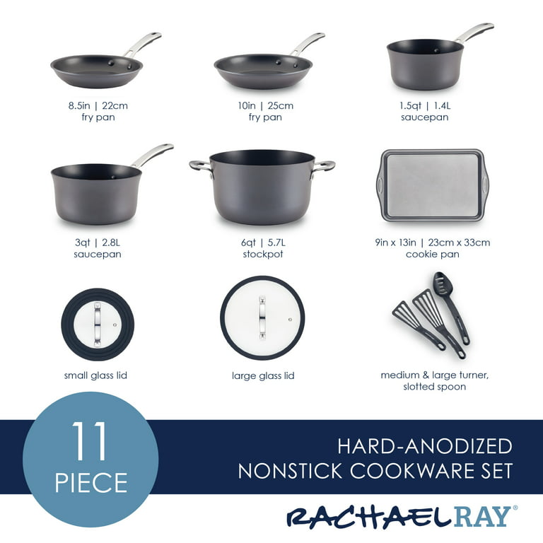 Rachael Ray Cook + Create 10pc Hard Anodized Nonstick Cookware Set