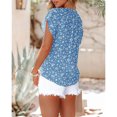 thumbnail image 2 of Blusa de gasa para mujer, cuello en V, manga corta, ajuste holgado, cómoda camisa informal para uso diario, azul 2XL, 2 of 4